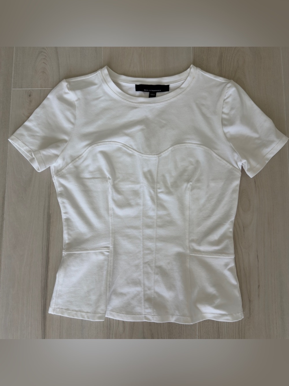 White Short-Sleeve Corset-Panel Tee